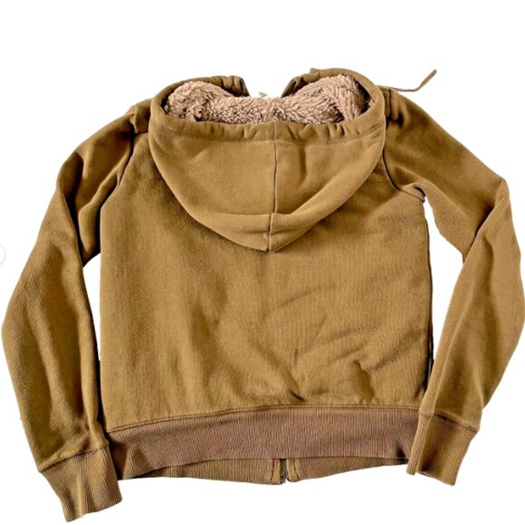 Uniqlo Women’s Light Olive Green Sherpa-Lined Full Zip Hoodie – Size XS - Picture 4 of 7